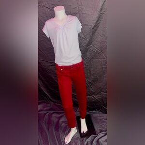 Girls Outfit Bundle 7/8 | French Toast White Tee & Cat & Jack Red Jeggings